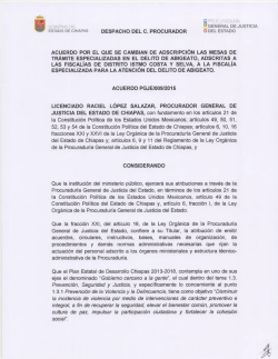 ACUERDO PGJE/009/2015 Cambio de Adscripción Mesas de