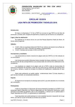 CIRCULAR 02/2016 LIGA FMTA DE PROMOCIÓN Y NOVELES 2016