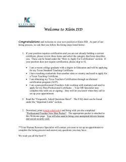 Professional New Hire Packet - Klein Independent School District