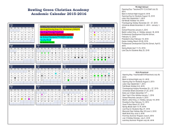 Bowling Green Christian Academy Academic Calendar 2015-2016