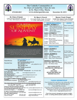 Bulletin, December 20, 2015 4th Sunday of Advent