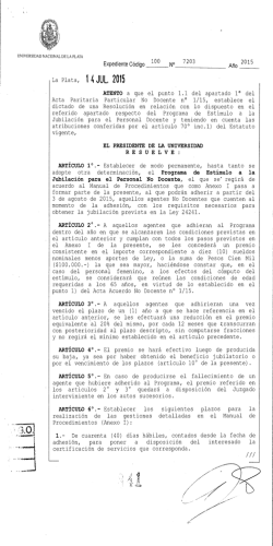 Resolución 841/15 - Universidad Nacional de La Plata