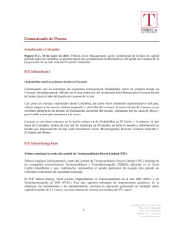 Tribeca, comunicado de prensa para ColCapital