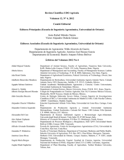 Revista Cient&iacute;fica UDO Agr&iacute;cola Volumen 12, N&deg; 4, 2012 Comit&eacute;
