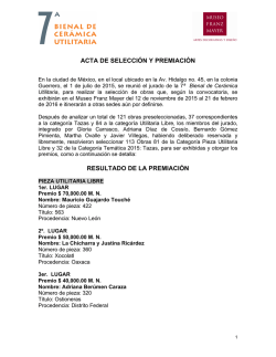 ACTA DE SELECCI&Oacute;N Y PREMIACI&Oacute;N RESULTADO DE LA