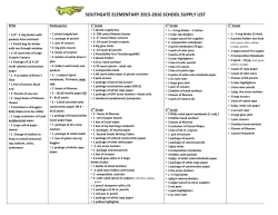 SOUTHGATE ELEMENTARY 2015-‐2016 SCHOOL SUPPLY LIST