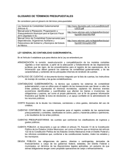 GLOSARIO DE TÉRMINOS PRESUPUESTALES