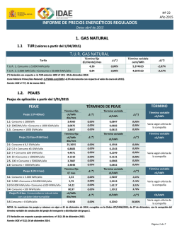 informe de precios energéticos regulados