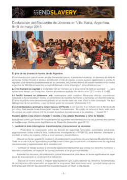 Declaraci&oacute;n del Encuentro de J&oacute;venes en Villa Mar&iacute;a