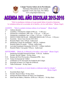Agenda del Año Escolar 2015-2016 - Colegio Nuestra Señora de la
