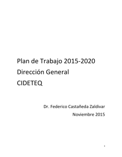 Plan de Trabajo 2015-2020 Dirección General CIDETEQ