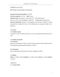 CURRICULUM VITAE DR. PABLO ALEJANDRO ALABARCES