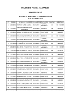 UNIVERSIDAD PRIVADA JUAN PABLO II ADMISI&Oacute;N