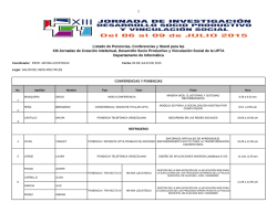 Listado de Ponencias, Conferencias y Stand para las XIII Jornadas