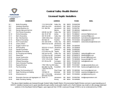 CVHD Licensed Septic Installers - Central Valley Health District