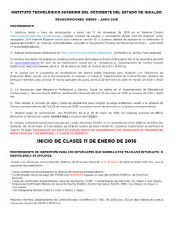 INICIO DE CLASES 11 DE ENERO DE 2016
