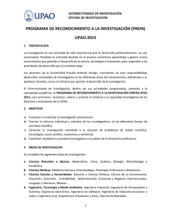 programa de reconocimiento a la investigación (prein) upao‐2015
