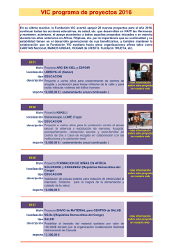 VIC programa de proyectos 2016