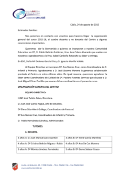 Cádiz, 24 de agosto de 2015 Estimadas familias: Nos ponemos en