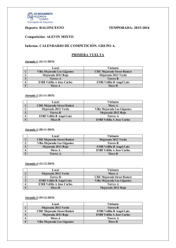 Calendario competiciones. Baloncesto Alevin. 2015-2016