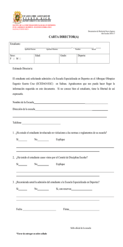 Cartas de Recomendaci&oacute;n - Escuela Albergue Olimpico