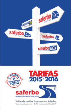 Tarifas Saferbo 2015 -2016 - Transporte de paquetes y mercancía