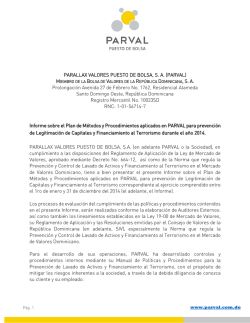 PARALLAX VALORES PUESTO DE BOLSA, S. A. (PARVAL