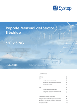 Reporte Mensual del Sector Eléctrico SIC y SING