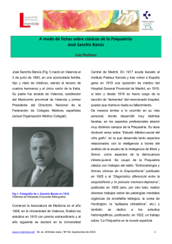 A modo de fichas sobre clásicos de la Psiquiatría: José Sanchís Banús