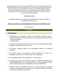 FERIA DE CIENCIAS E INGENIERÍAS ESTADO DE CAMPECHE 2015