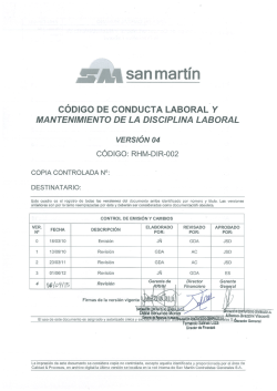 Código de Conducta Laboral y Mantenimiento de la disciplina