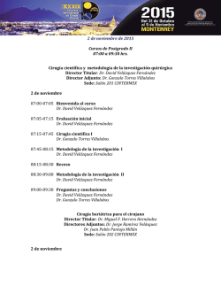 2 de noviembre de 2015 Cursos de Postgrado II 07:00 a 09:30