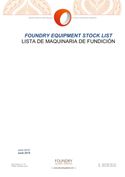 foundry equipment stock list lista de maquinaria de fundición