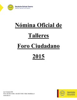 Nómina Oficial de Talleres Foro Ciudadano 2015