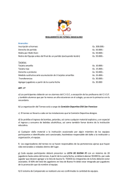 REGLAMENTO DE FÚTBOL MASCULINO Aranceles