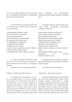 ACTA DE LA SESION ESPECIAL DE CONSTITUCIÓN