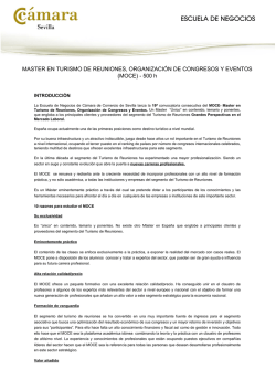 MASTER EN TURISMO DE REUNIONES, ORGANIZACIÓN DE