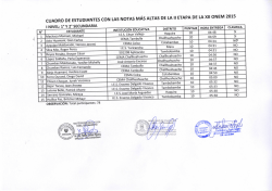 CUADRO DE ESTUDIANTES CON LAS NOTAS M&Aacute;S ALTAS DE LA