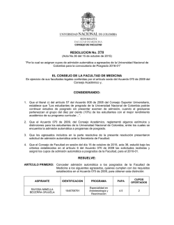 RESOLUCION No. 378 - Facultad de Medicina