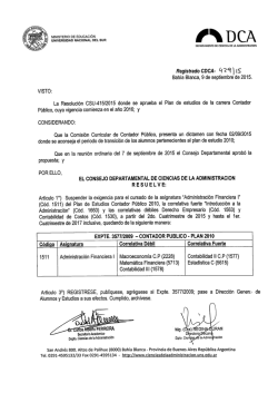 Registrado CDCA- ¿(`29 ) IS - Departamento Ciencias de la