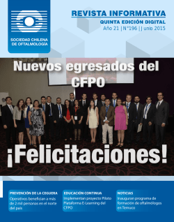 Año 21 | N°196 | Junio 2015 - Sociedad Chilena de Oftalmología