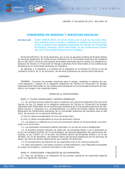 Convocatoria - Consejería de Sanidad del Gobierno de Cantabria