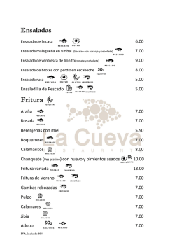 menú de alergenos - la Cueva Restaurante