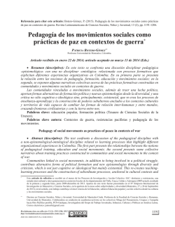 Pedagogía de los movimientos sociales como prácticas de paz en