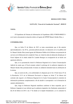Resolución N° 14/2015 - Servicio Público Provincial de Defensa