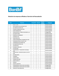 Relaci&oacute;n de empresas afiliadas al Servicio de Recaudaci&oacute;n