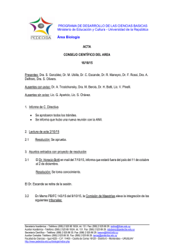 Viernes 16 de Octubre (Consejo Científico del Área)