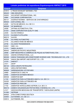 Listado preliminar de expositores Expotransporte ANPACT 2015