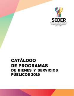 CATÁLOGO DE PROGRAMAS - Secretaría de Desarrollo Rural