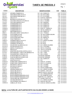 TARIFA DE PRECIOS 2 - ORNAMENTALES DEL OESTE